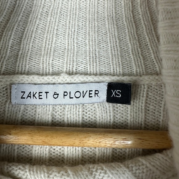 Zaket & Plover Cream Ribbed Turtleneck Sweater Knit Long Sleeve Merino Wool XS - Picture 3 of 7